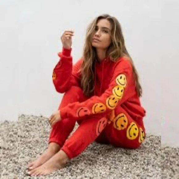 New AVIATOR NATION Sunset Smiley Sweat Pants XS $165 + Stickers Koozie Bag - Picture 2 of 9